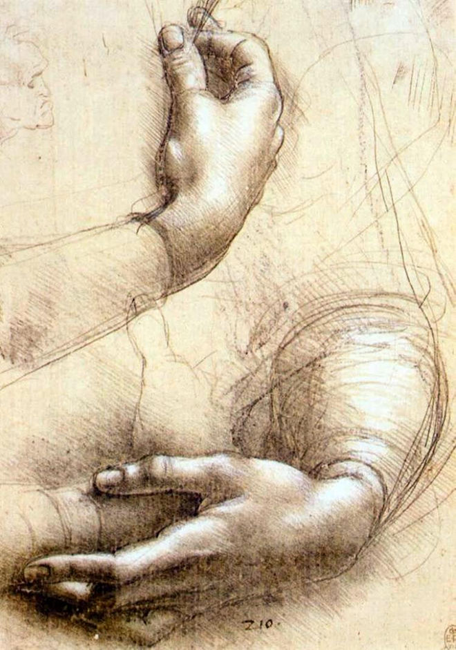 "Study of Arms and Hands" by Leonardo da Vinci, 1474.