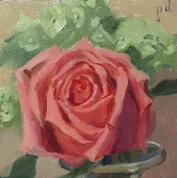 Light Red Rose oil painting copyright 2017 Peter Dickison