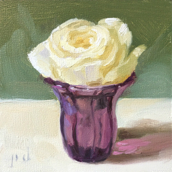 White Rose Amethyst Glass oil painting copyright 2017 Peter Dickison