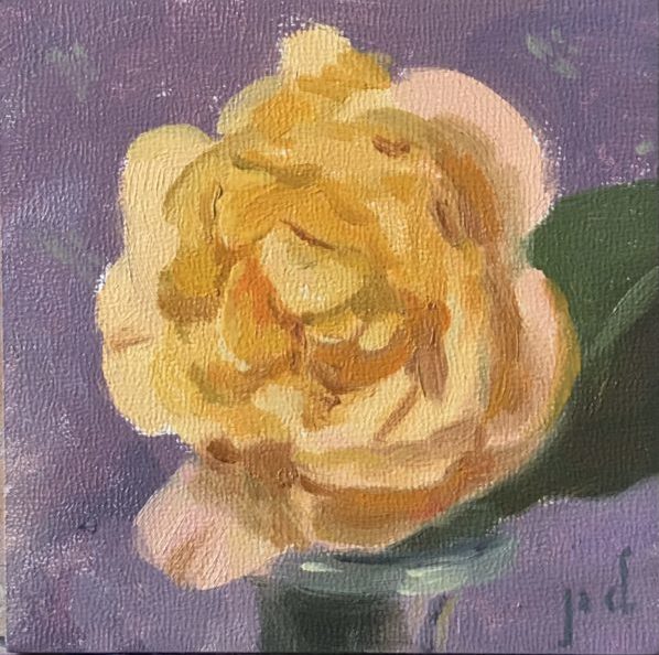 Yellow Rose oil painting copyright 2017 Peter Dickison