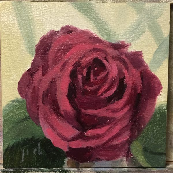 Burgundy Rose oil painting copyright 2017 Peter Dickison