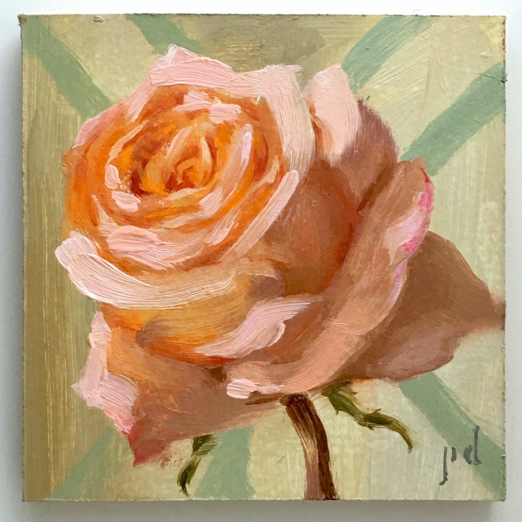 Orange Melon Rose oil painting copyright 2018 by Peter Dickison