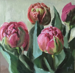 Tulips in Plumed Procession oil painting copyright 2021 by Peter Dickison