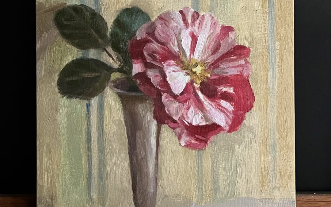 "Last Summer Rose" oil painting, copyright 2022 by Peter Dickison.