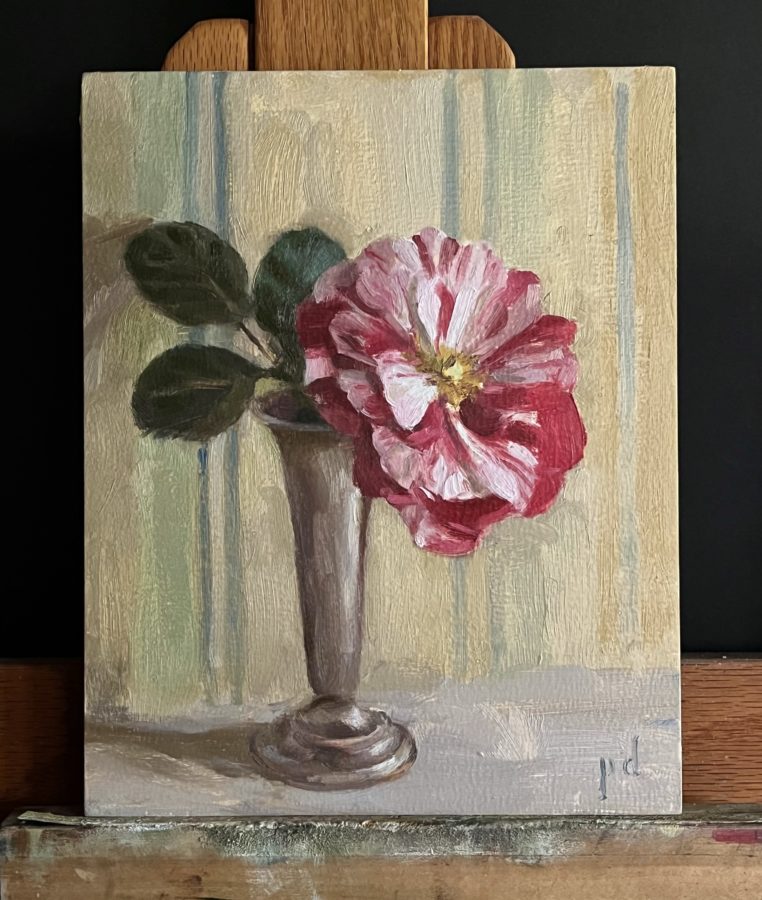 "Last Summer Rose" oil painting, copyright 2022 by Peter Dickison.