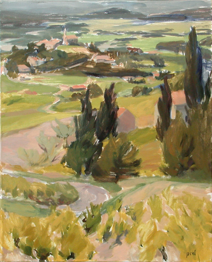 Rhone Vineyards oil painting, copyright 2000 Peter Dickison
