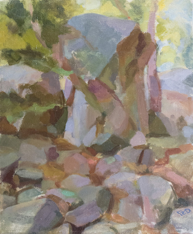 Vertical Rock oil painting, copyright 1983 Peter Dickison