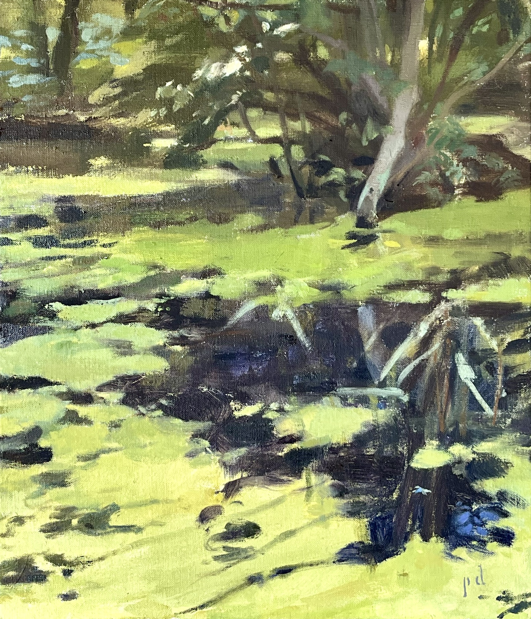 Shady Pond oil painting copyright 2024 Peter Dickison