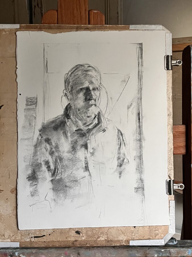 Self portrait drawing, Copyright 2026, by Peter Dickison.